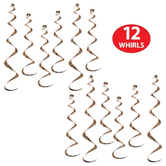Beistle 50065RSEGD 4-24 x 2-36 in. Twirly Whirlys, Rose Gold - Pack of 6